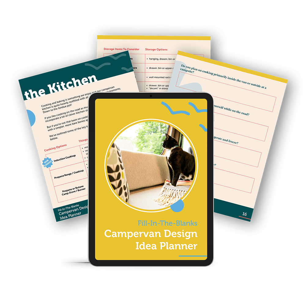 Campervan Design Idea Planner cover showing a DIY van build planning guide for custom interiors