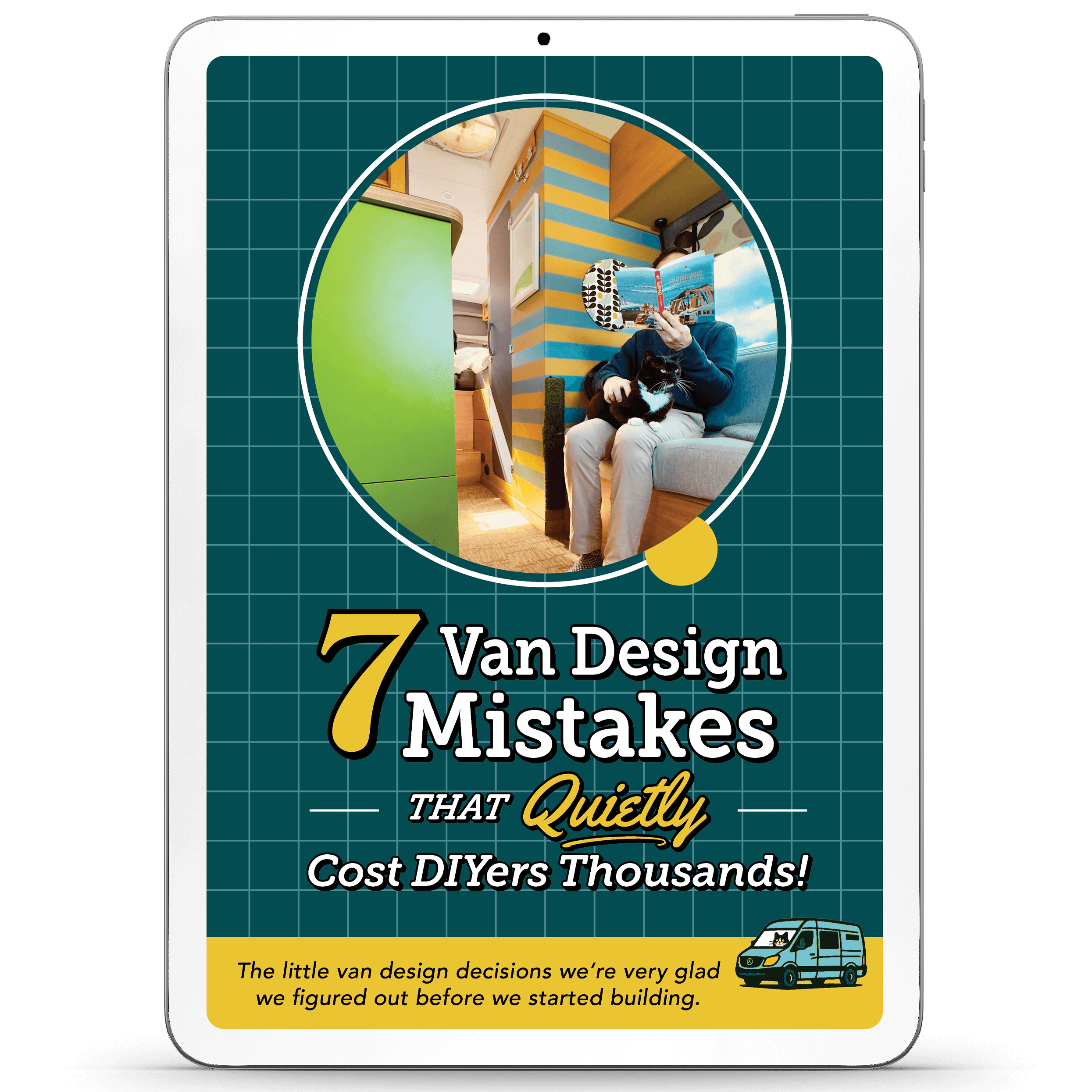 Cover of The 7 Deadly Sins of Campervan Design guide showing common DIY van build mistakes and how to avoid them